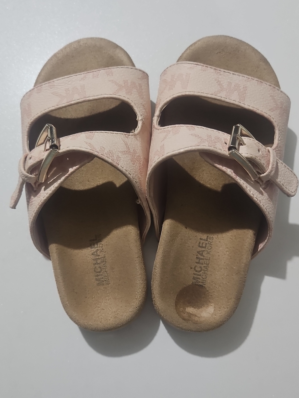 Michael Kors Pink Adjustable Buckle Slide Sandals Kids Sz 13